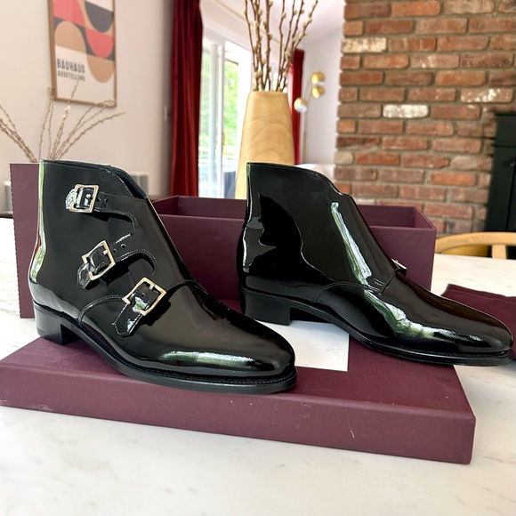 HAND CRAFTED IN UK_WEARABLE ART! Rare Patent Leather John Lobb Willow! - Picture 8 of 16